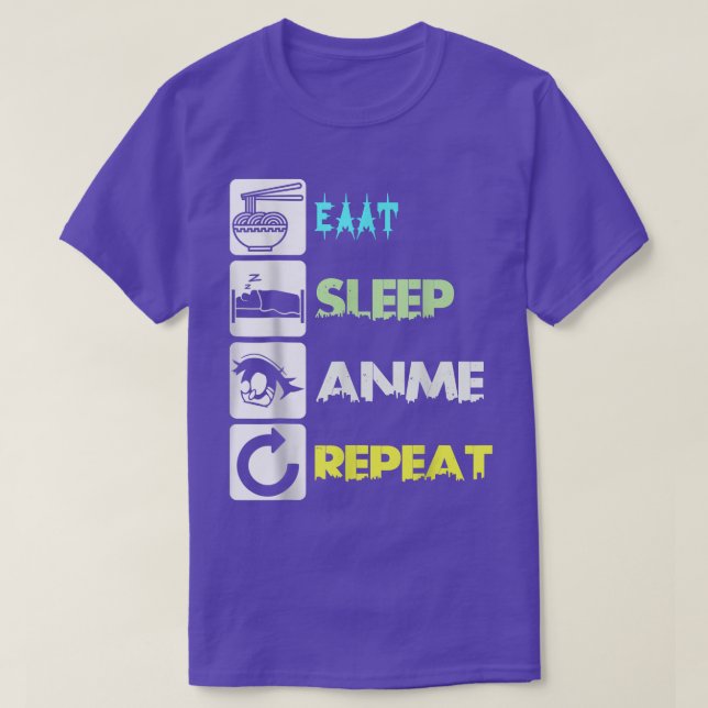Camiseta Eat Sleep Anime Repete Manga Japão Dizendo Cosplay (Frente do Design)
