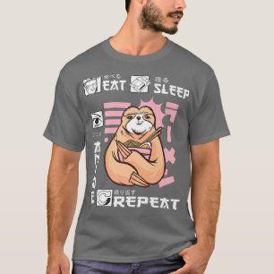Camiseta Eat Sleep Anime Repete Sloth Japan Ramen Japonês