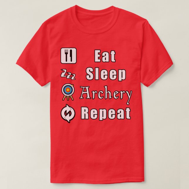 Camiseta Eat Sleep Archery Repeat  (Frente do Design)