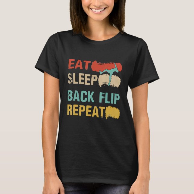 Camiseta Eat Sleep Back Flip Repeat  Backflip parkour Class (Frente)