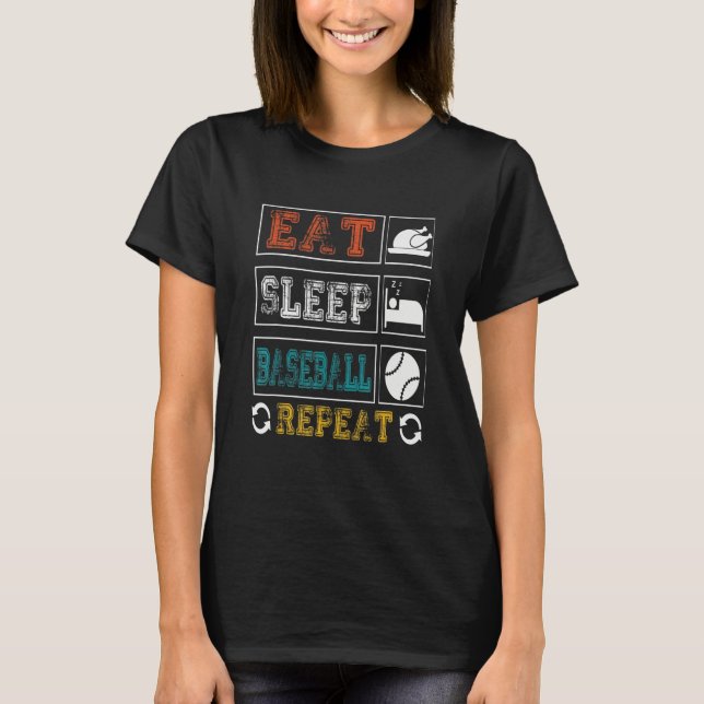 Camiseta Eat Sleep Baseball Repeat Baseball Player  Basebal (Frente)