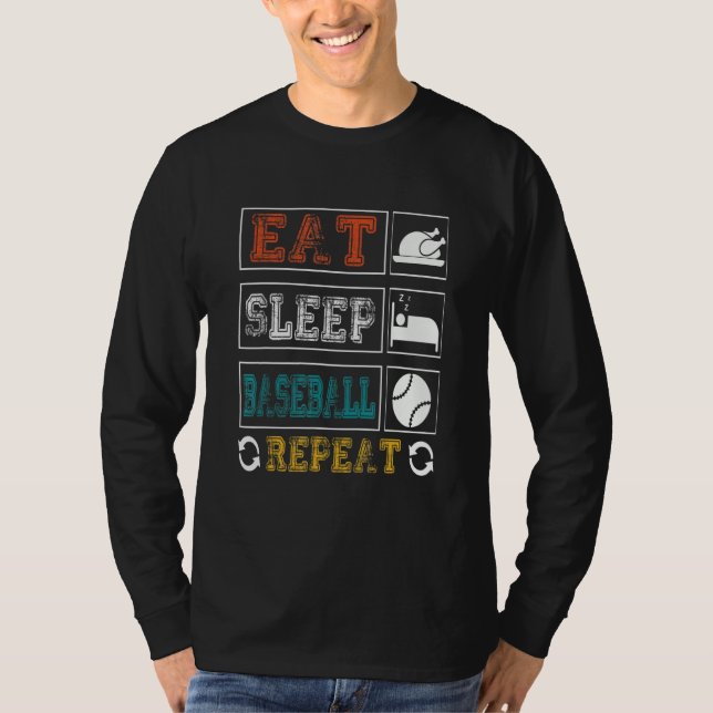 Camiseta Eat Sleep Baseball Repeat Baseball Player  Basebal (Frente)