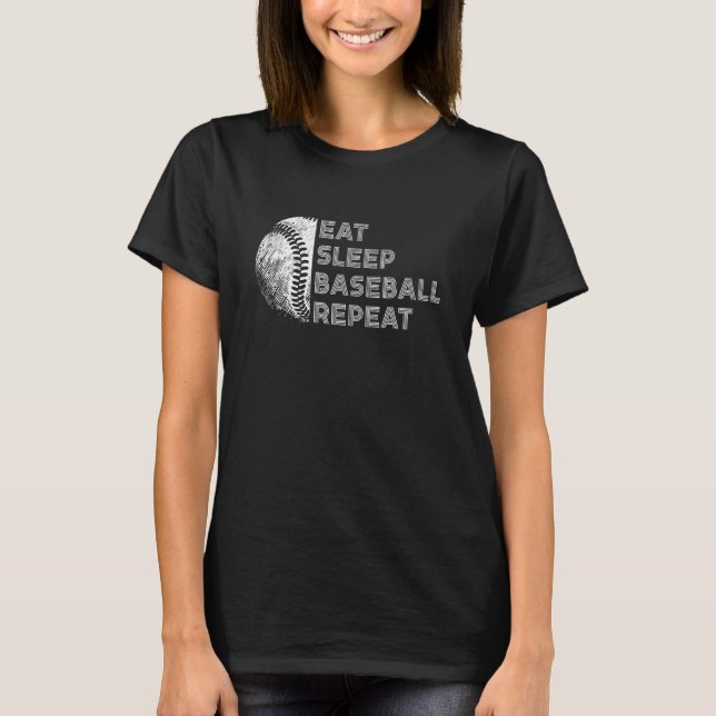 Camiseta Eat Sleep Baseball Repeat Baseball Player  Basebal (Frente)