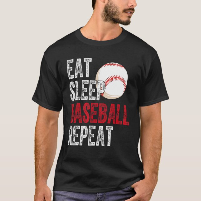 Camiseta Eat Sleep Baseball Repeat Baseball Player  Basebal (Frente)