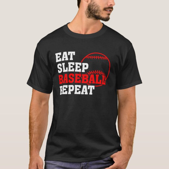 Camiseta Eat Sleep Baseball Repeat Baseball Player  Basebal (Frente)