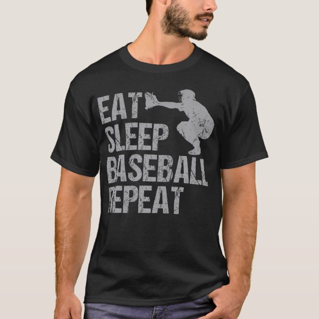 Camiseta Eat Sleep Baseball Repeat Baseball Player Funny Ba (Frente)