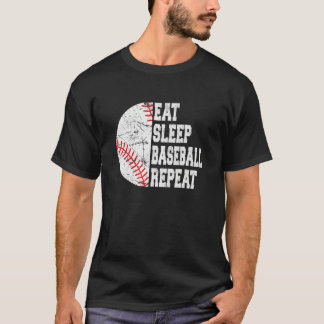 Camiseta Eat Sleep Baseball Repeat  Retro Baseball Player