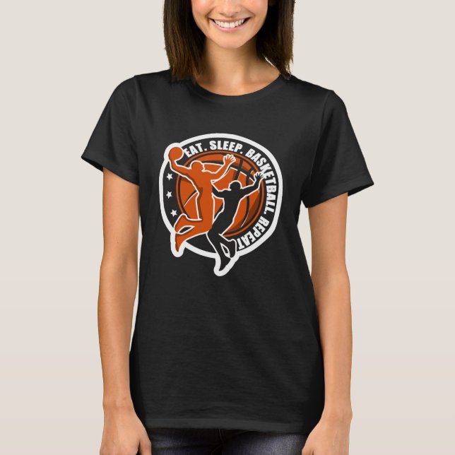 Camiseta Eat Sleep Basketball Repeat Basketball Fan (Frente)
