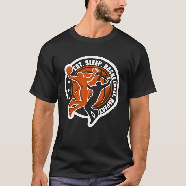 Camiseta Eat Sleep Basketball Repeat Basketball Fan (Frente)