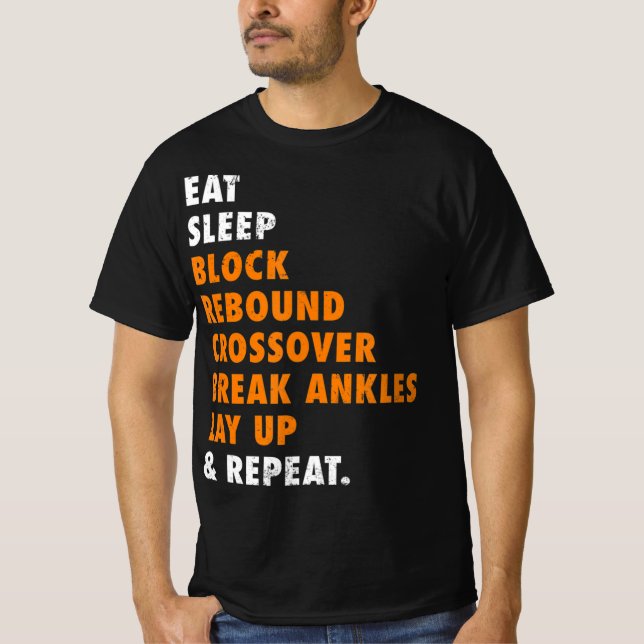 Camiseta Eat Sleep Basketball Repeat Fun Gift for Basketbal (Frente)