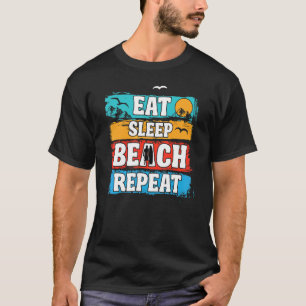 Camiseta Eat Sleep Beach Repete Summer Surfing Summer Surfi