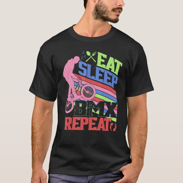 Camiseta Eat Sleep BMX Repeat  BMX Rider Bicycle Motocross (Frente)