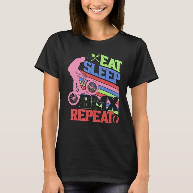 Camiseta Eat Sleep BMX Repeat  BMX Rider Bicycle Motocross (Frente)