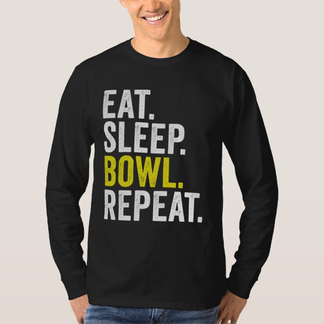 Camiseta Eat Sleep Bowl Repeat Cricket Bowling (Frente)
