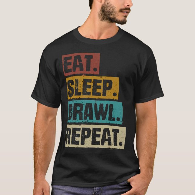 Camiseta Eat Sleep Brawl Repeat Retro Video Gaming Game Gam (Frente)