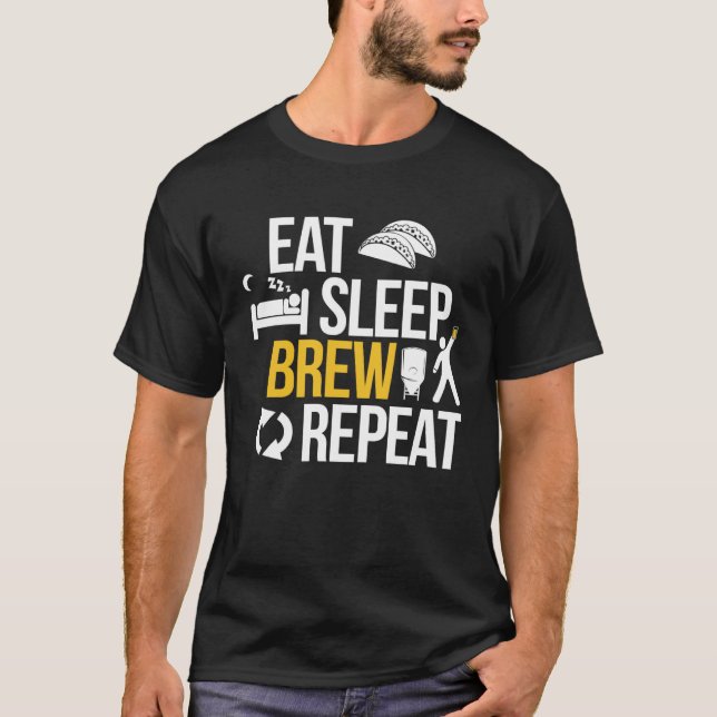 Camiseta Eat Sleep Brew Repeat  for Beer Brewer Home Brew (Frente)