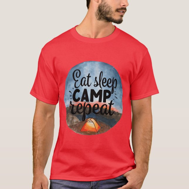 Camiseta Eat Sleep Camp Repeat Adventure Camping Vacation f (Frente)
