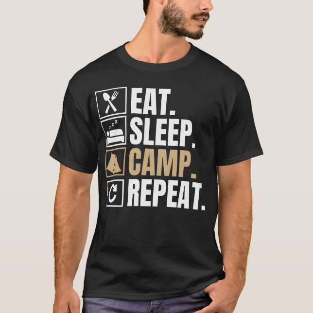 Camiseta eat sleep camp repeat girl (Frente)