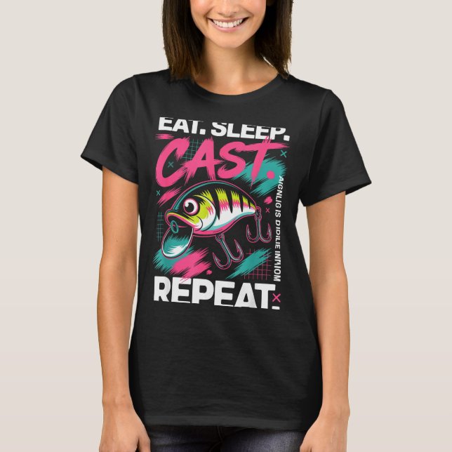 Camiseta Eat Sleep Cast Repeat Fishing Lover Men Dad Christ (Frente)