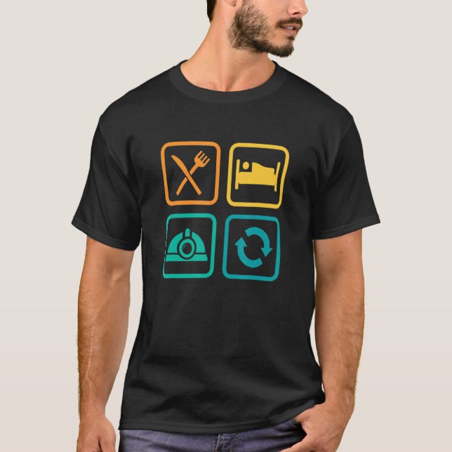 Camiseta Eat Sleep Cave Repeat Caver Speleology Spelunking  (Frente)