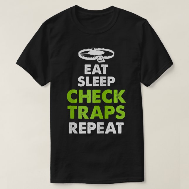 Camiseta Eat Sleep Check Traps Repeat Animal Trapper Huntin (Frente do Design)