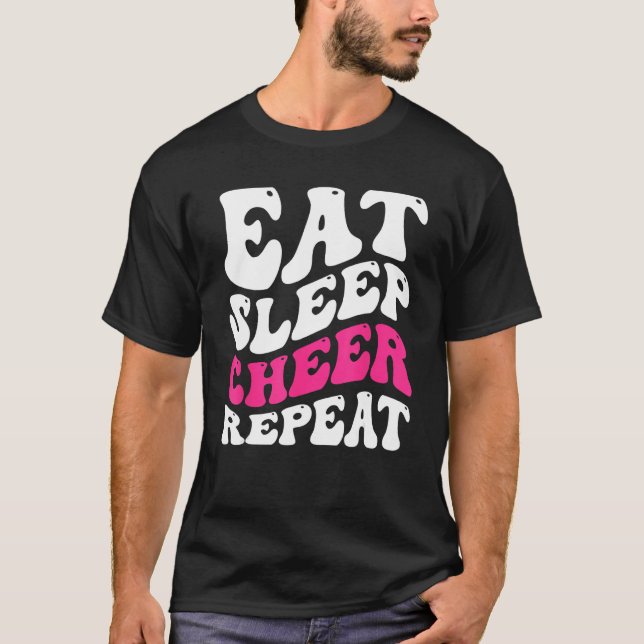 Camiseta Eat Sleep Cheer Repeat  Cheerleader Cheering Squad (Frente)