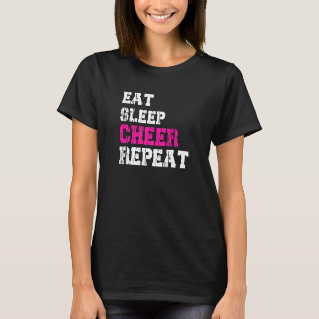 Camiseta Eat Sleep Cheer Repeat Cheerleading (Frente)