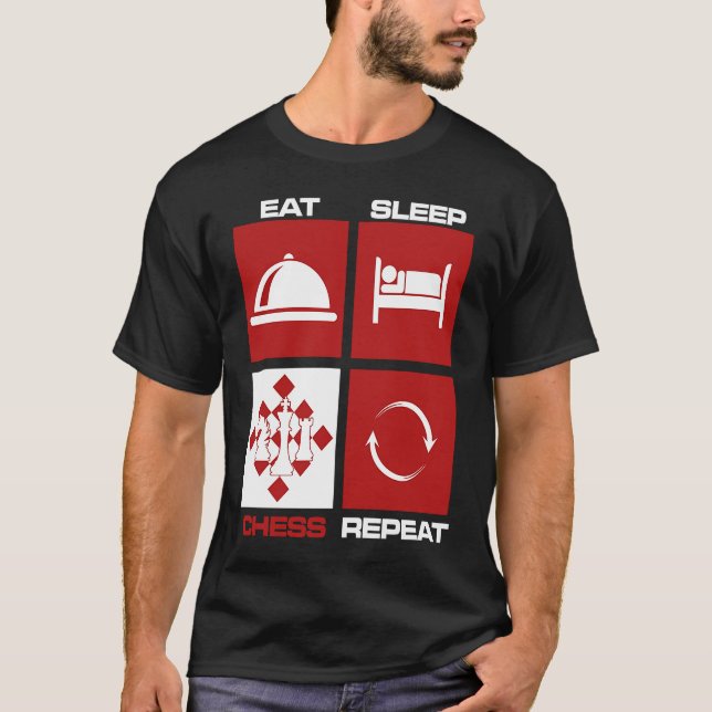 Camiseta Eat Sleep Chess Repeat Skills Move King Knight Gam (Frente)