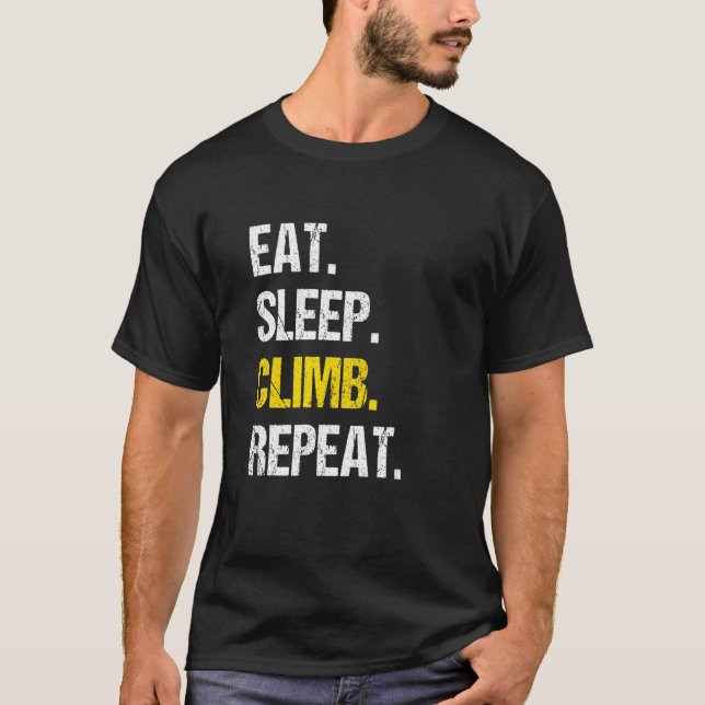 Camiseta Eat Sleep Climb Repeat Rock Boulder Bouldering Roc (Frente)