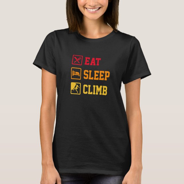 Camiseta Eat Sleep Climb Repeat Rock Boulder Bouldering Roc (Frente)