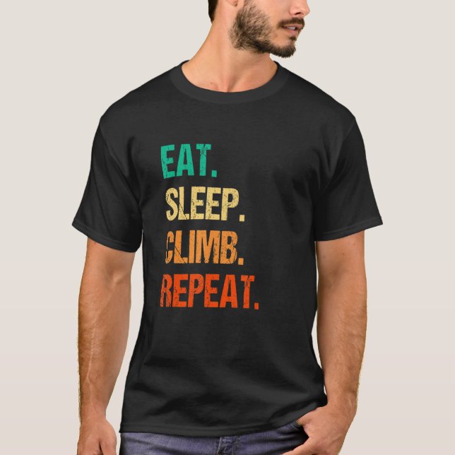 Camiseta Eat Sleep Climb Repeat Rock Boulder Bouldering Roc (Frente)