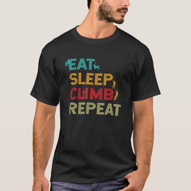 Camiseta Eat Sleep Climb Repeat Rock Climbing Bouldering Mo (Frente)