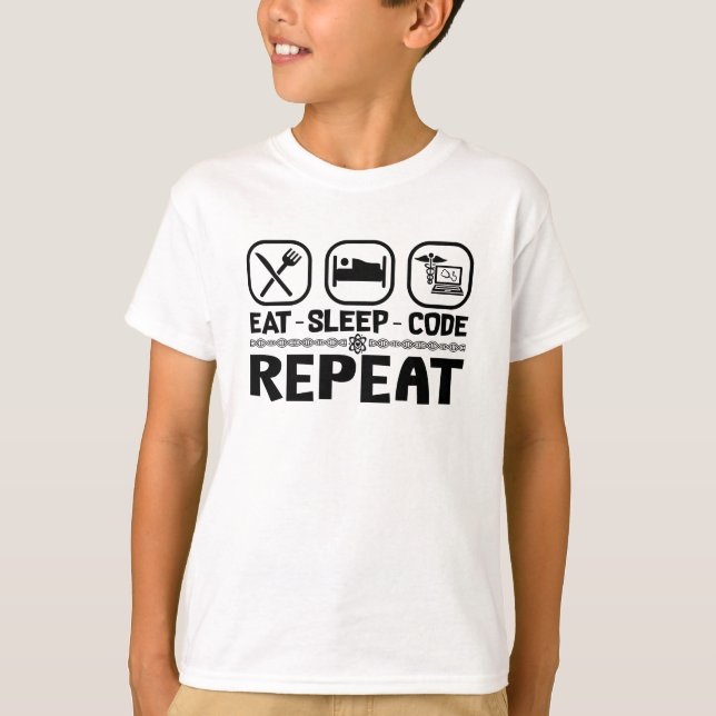 Camiseta Eat Sleep Code Repeat Medical Coder Coding Gift (Frente)