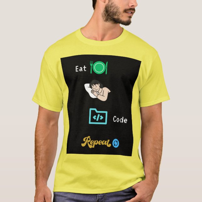 Camiseta Eat Sleep Code Repeat - Programador Engra (Frente)