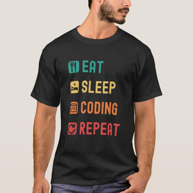 Camiseta Eat sleep coding repeat with tick check boxes (Frente)