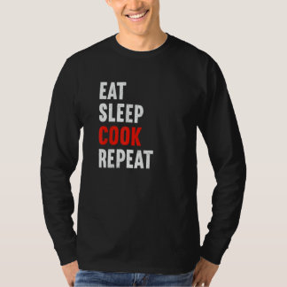 Camiseta Eat Sleep Cook Repeat Chef Food Preparer Kitchen M