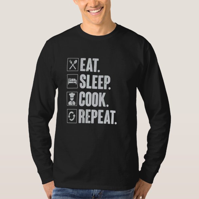 Camiseta Eat Sleep Cook Repeat   Retro Cook Cooking Chef (Frente)