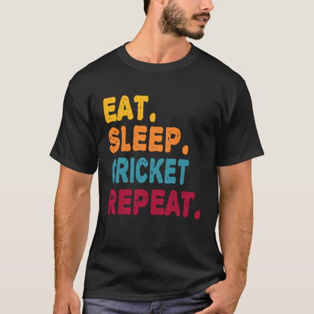 Camiseta Eat Sleep Cricket Repeat  Boys Men Women Sports Pl (Frente)