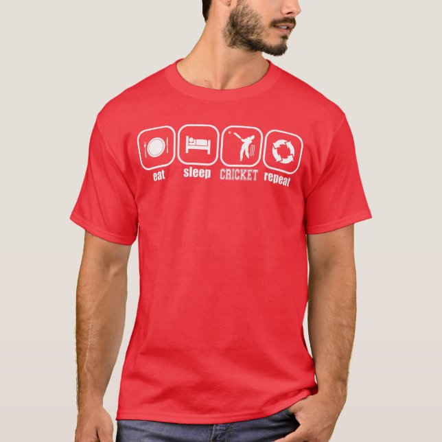 Camiseta Eat Sleep Cricket Repeat Funny Cricket Player Batt (Frente)