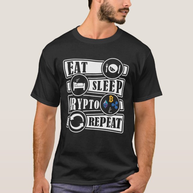 Camiseta Eat Sleep Crypto Repeat DeFI Investing Trading (Frente)