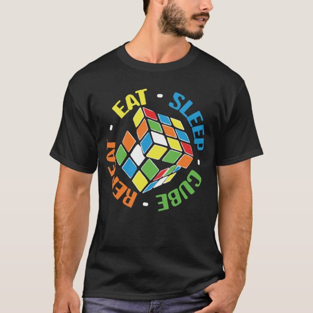 Camiseta Eat Sleep Cube Repeat - Cube Puzzle (Frente)