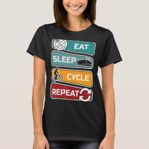 Camiseta Eat Sleep Cycle Repetir Bicicleta de Ciclo