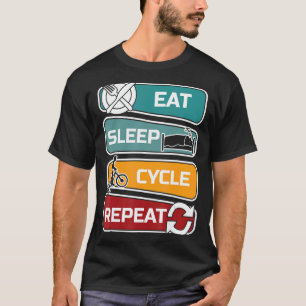Camiseta Eat Sleep Cycle Repetir Bicicleta de Ciclo