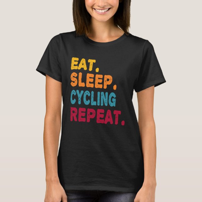 Camiseta Eat Sleep Cycling Repeat  Boys Men Women Sports Pl (Frente)