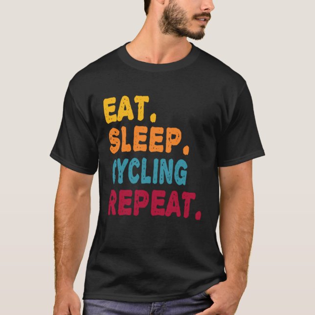Camiseta Eat Sleep Cycling Repeat  Boys Men Women Sports Pl (Frente)