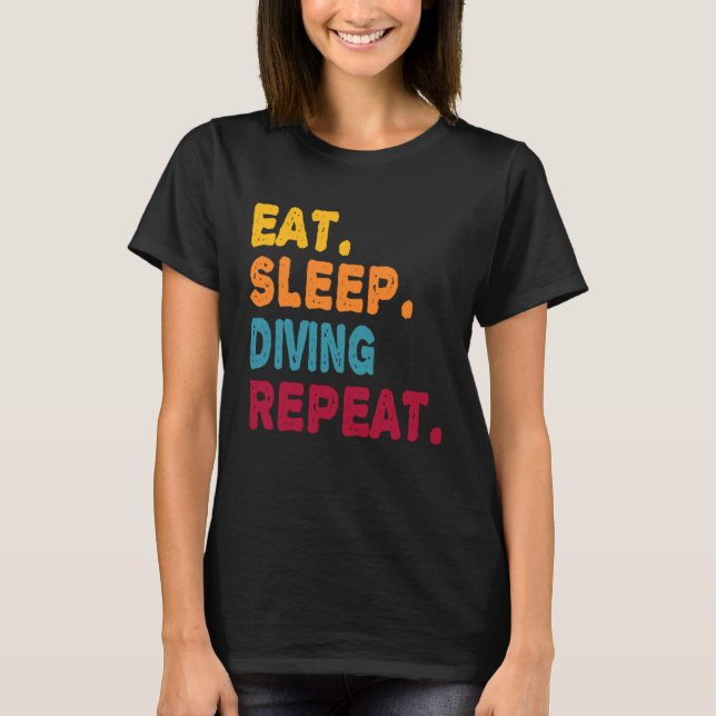 Camiseta Eat Sleep Diving Repeat  Boys Men Women Sports Pla (Frente)