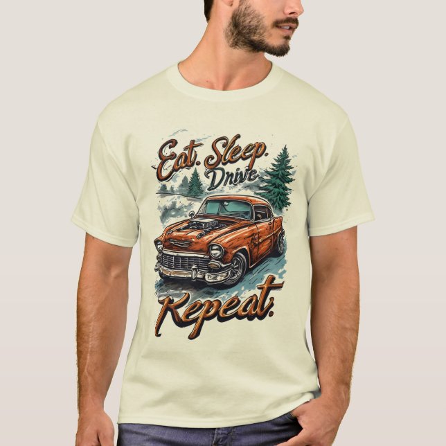 Camiseta Eat. Sleep. Drive. Repeat. | Trucker Life T-Shirt (Frente)