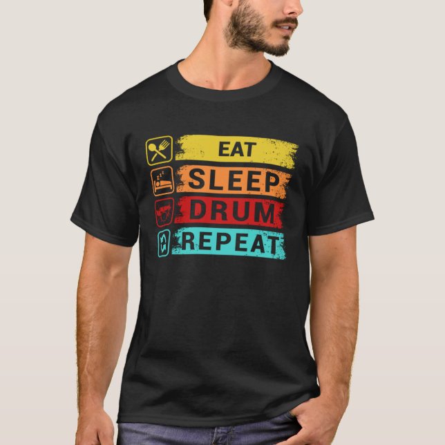 Camiseta Eat Sleep Drum Repeat  Drummer Apparel (Frente)