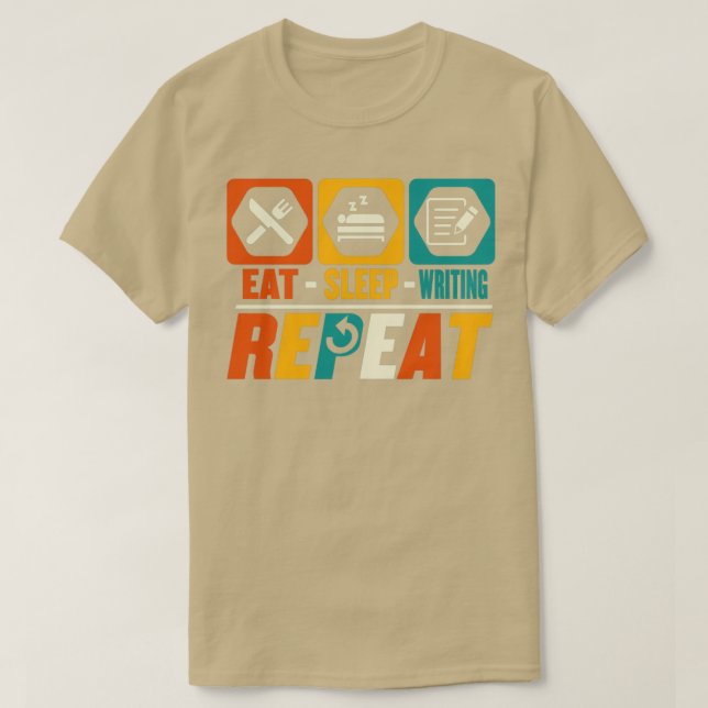 Camiseta Eat Sleep Escrevendo Repetir Escrita do Editor Eng (Frente do Design)