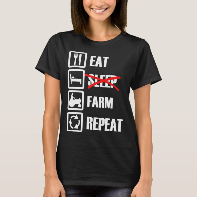 Camiseta Eat Sleep Farm Repeat (Frente)